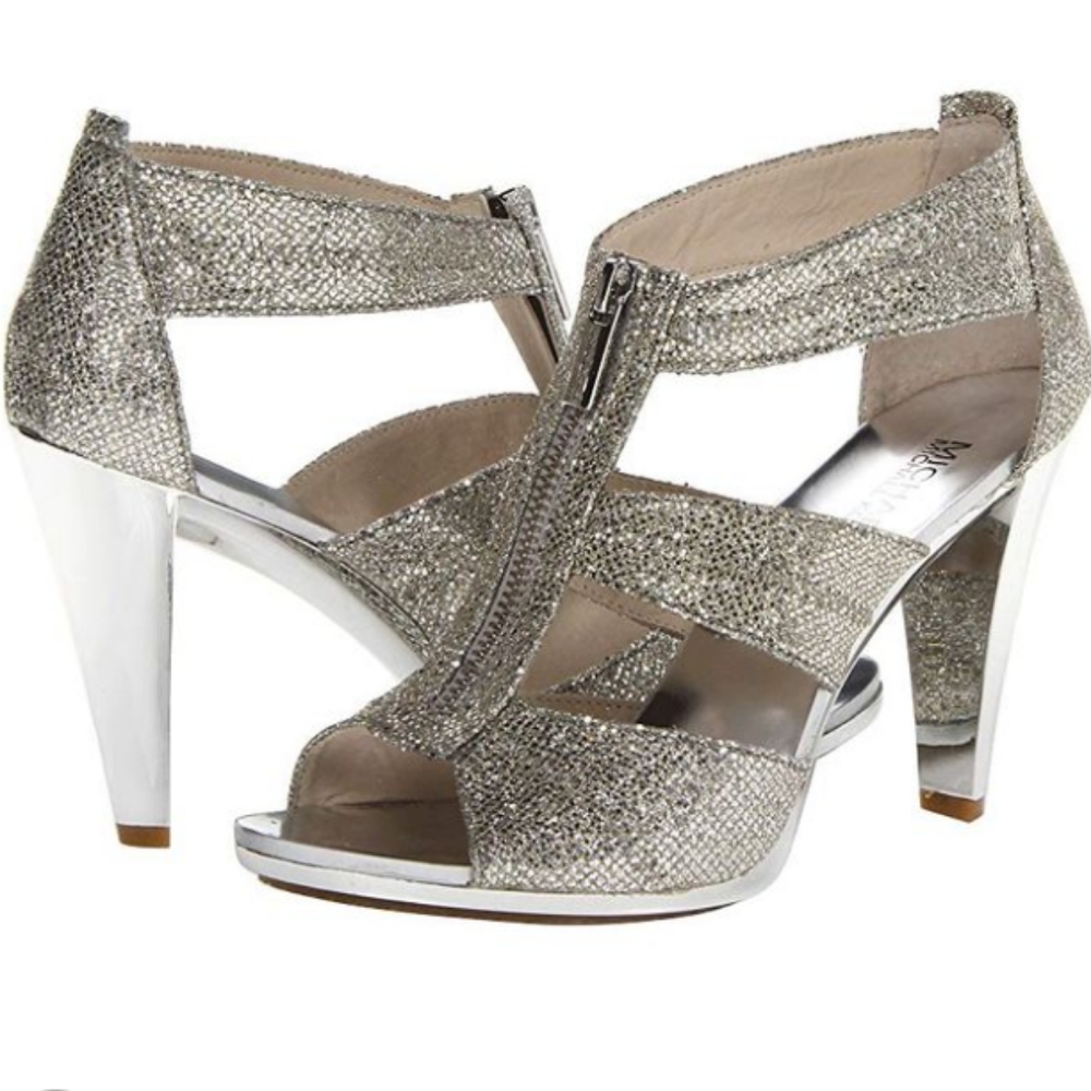 Michael Kors Silver glitter platform heels size 8